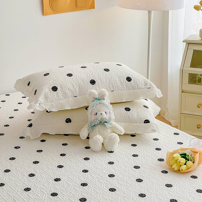 91家纺网 家纺一手货源 找家纺 羽爱家纺 2025新款舒适可定制全棉防滑床盖软席浪漫波点