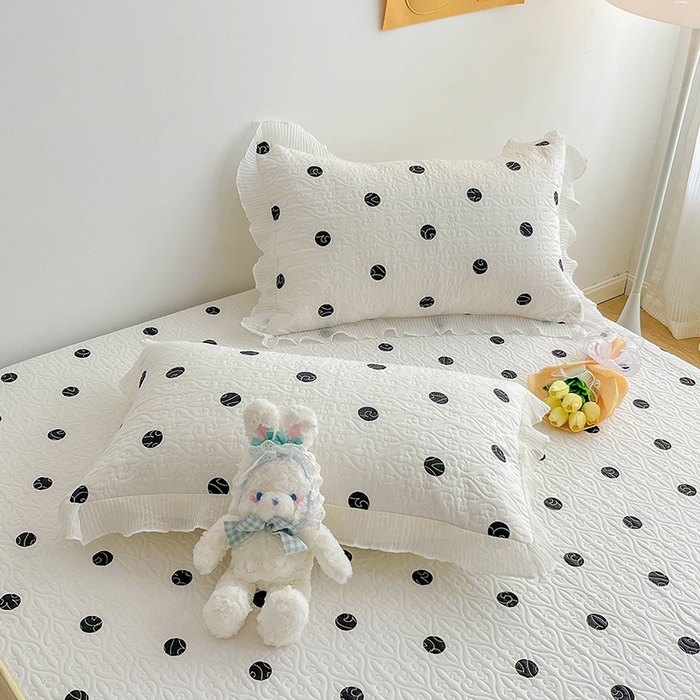 91家纺网 家纺一手货源 找家纺 羽爱家纺 2025新款舒适可定制全棉防滑床盖软席浪漫波点