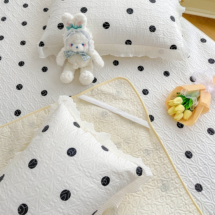 91家纺网 家纺一手货源 找家纺 羽爱家纺 2025新款舒适可定制全棉防滑床盖软席浪漫波点