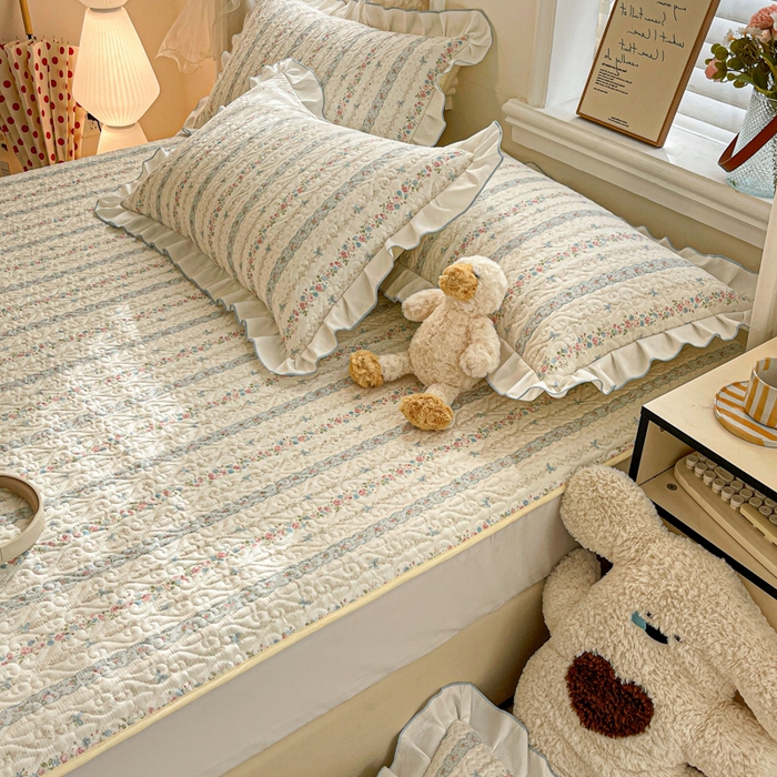 91家纺网 家纺一手货源 找家纺 羽爱家纺 2025新款舒适可定制全棉防滑床盖软席轻悠花梦