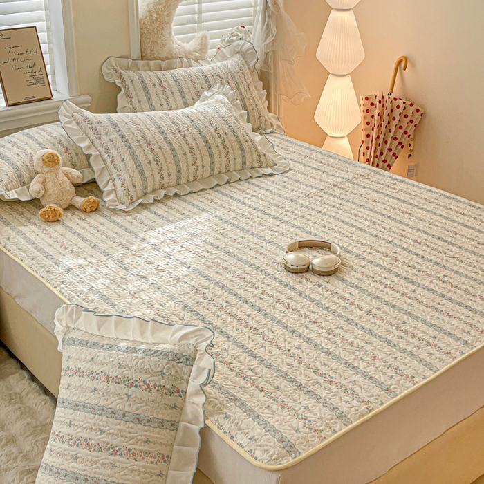 91家纺网 家纺一手货源 找家纺 羽爱家纺 2025新款舒适可定制全棉防滑床盖软席轻悠花梦