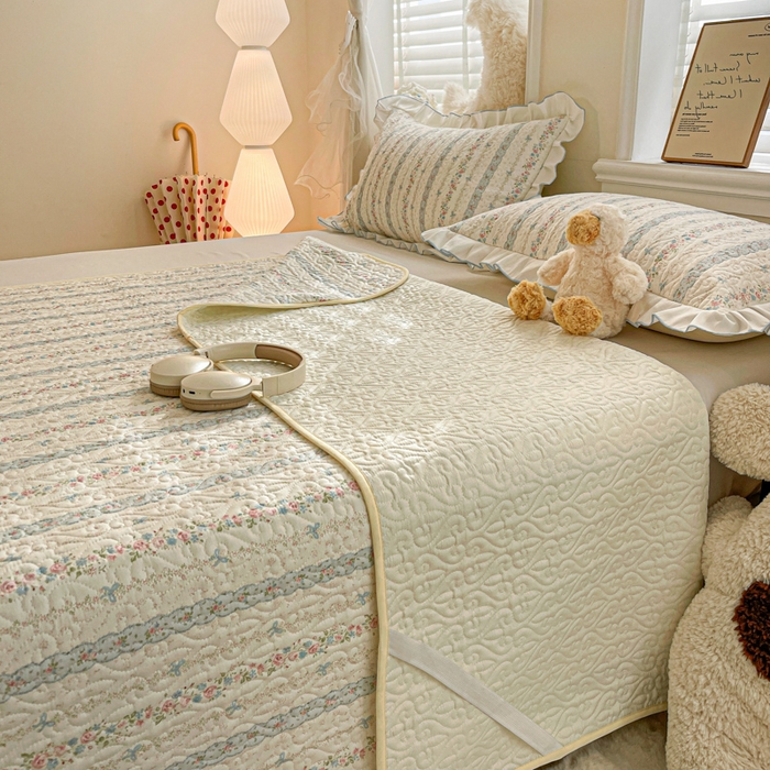 91家纺网 家纺一手货源 找家纺 羽爱家纺 2025新款舒适可定制全棉防滑床盖软席轻悠花梦