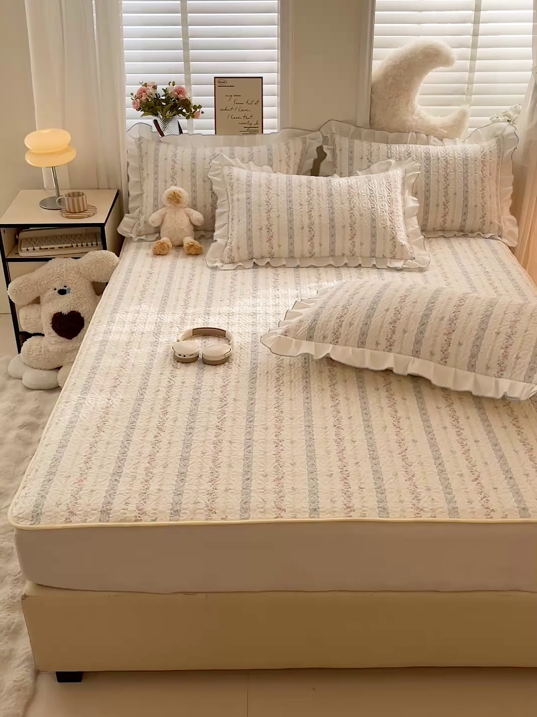 91家纺网 家纺一手货源 找家纺 羽爱家纺 2025新款舒适可定制全棉防滑床盖软席轻悠花梦