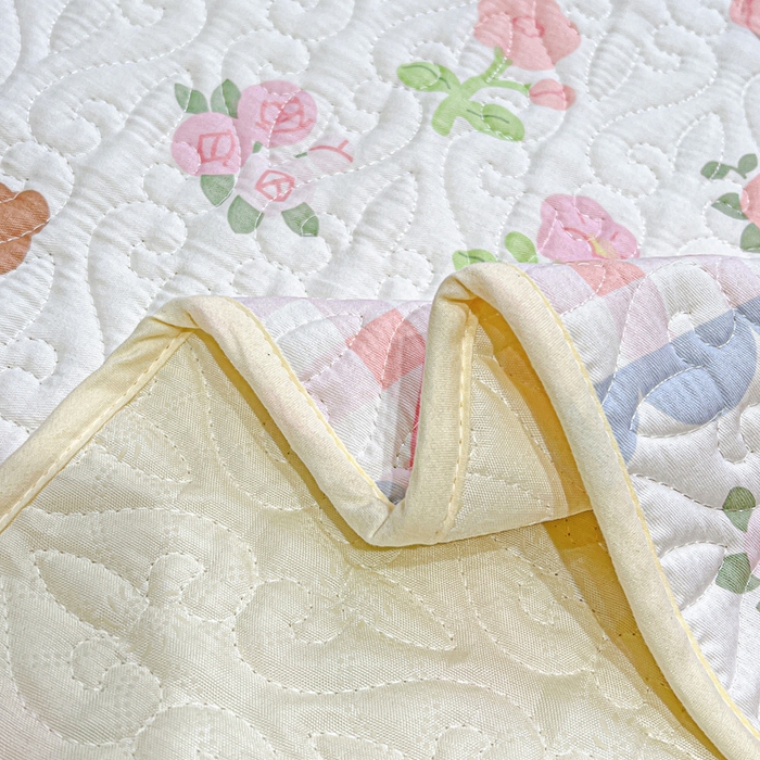 91家纺网 家纺一手货源 找家纺 羽爱家纺 2025新款舒适可定制全棉防滑床盖软席情话微甜