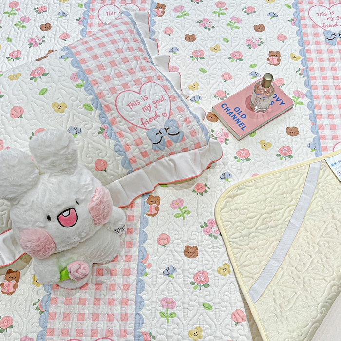 91家纺网 家纺一手货源 找家纺 羽爱家纺 2025新款舒适可定制全棉防滑床盖软席情话微甜