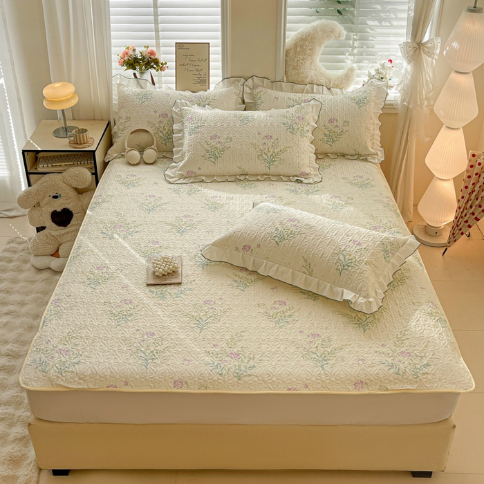 羽爱家纺 2025新款舒适可定制全棉防滑床盖软席田静