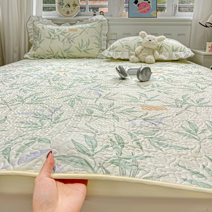 91家纺网 家纺一手货源 找家纺 羽爱家纺 2025新款舒适可定制全棉防滑床盖软席叶曲