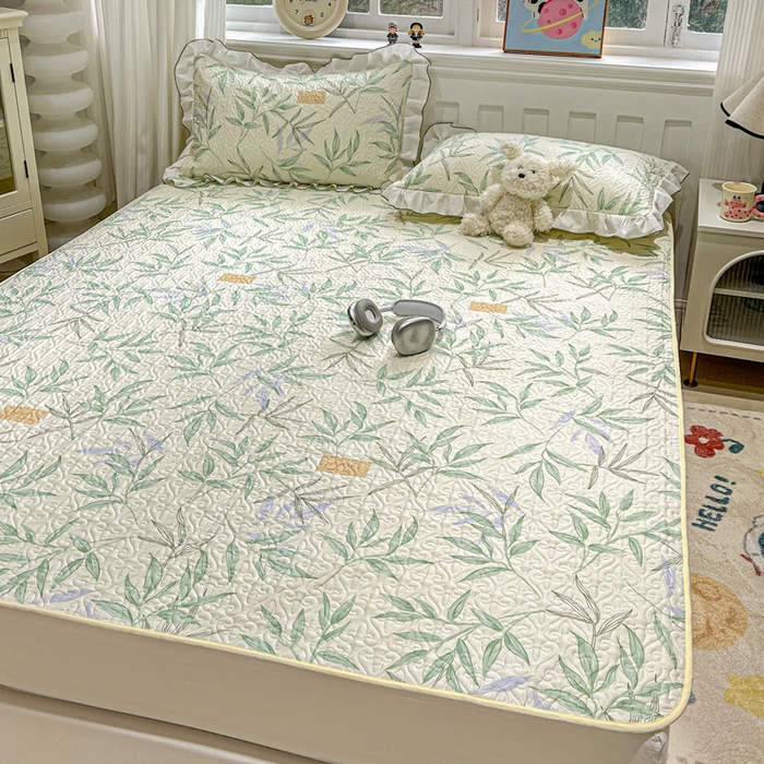 91家纺网 家纺一手货源 找家纺 羽爱家纺 2025新款舒适可定制全棉防滑床盖软席叶曲