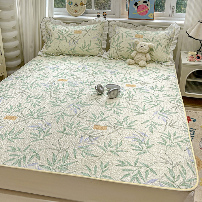 91家纺网 家纺一手货源 找家纺 羽爱家纺 2025新款舒适可定制全棉防滑床盖软席叶曲