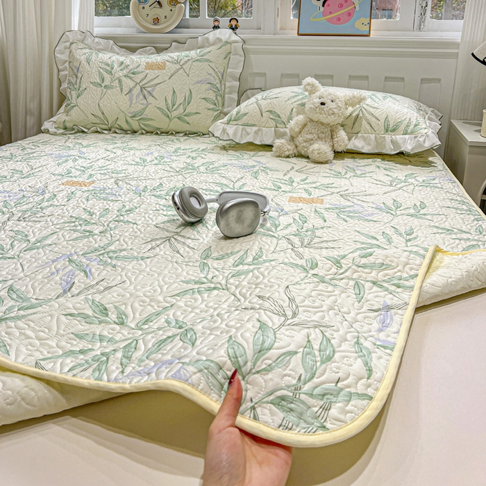 91家纺网 家纺一手货源 找家纺 羽爱家纺 2025新款舒适可定制全棉防滑床盖软席叶曲