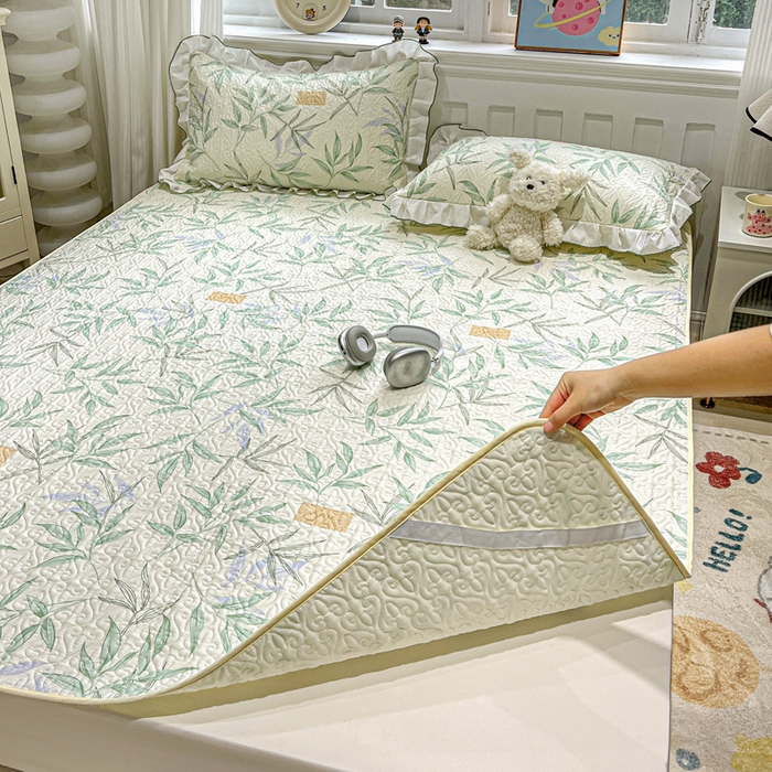 91家纺网 家纺一手货源 找家纺 羽爱家纺 2025新款舒适可定制全棉防滑床盖软席叶曲