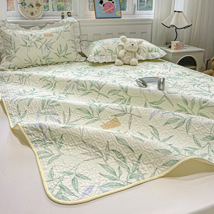 91家纺网 家纺一手货源 找家纺 羽爱家纺 2025新款舒适可定制全棉防滑床盖软席叶曲