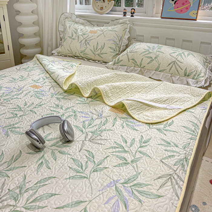 91家纺网 家纺一手货源 找家纺 羽爱家纺 2025新款舒适可定制全棉防滑床盖软席叶曲