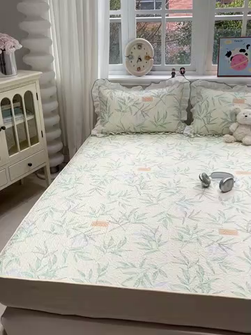 91家纺网 家纺一手货源 找家纺 羽爱家纺 2025新款舒适可定制全棉防滑床盖软席叶曲