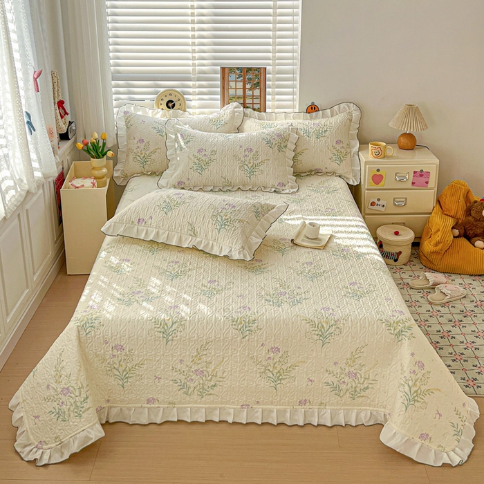 91家纺网 家纺一手货源 找家纺 羽爱家纺 2025新款全棉防滑花边床盖田静