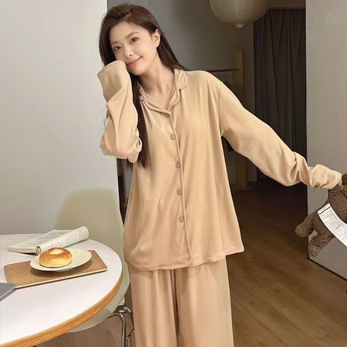 91家纺网 家纺一手货源 找家纺 （总）洛兰沙家居馆 2025新款德绒保暖长袖简约家居服套装