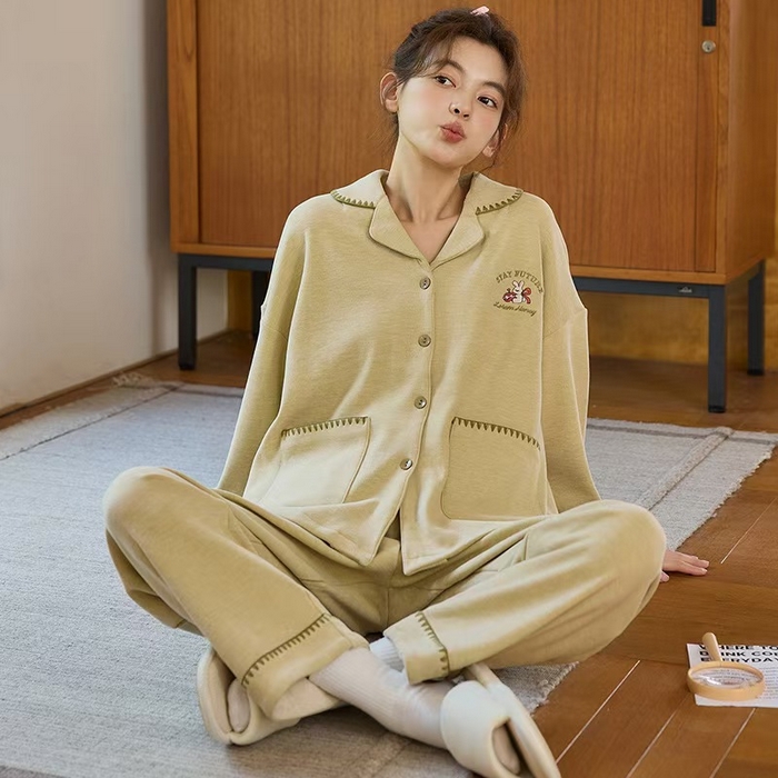 91家纺网 家纺一手货源 找家纺 （总）洛兰沙家居馆 2025新款德绒保暖长袖简约家居服套装