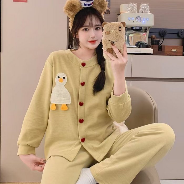 91家纺网 家纺一手货源 找家纺 （总）洛兰沙家居馆 2025新款德绒保暖长袖简约家居服套装