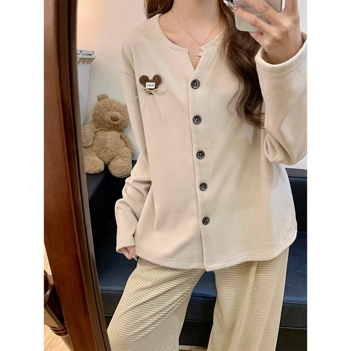 91家纺网 家纺一手货源 找家纺 （总）洛兰沙家居馆 2025新款德绒保暖长袖简约家居服套装