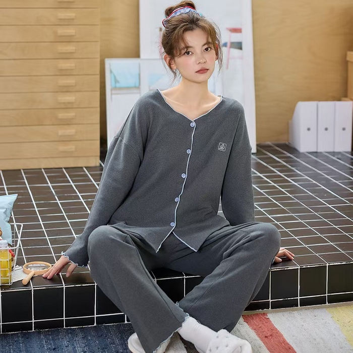 91家纺网 家纺一手货源 找家纺 （总）洛兰沙家居馆 2025新款德绒保暖长袖简约家居服套装