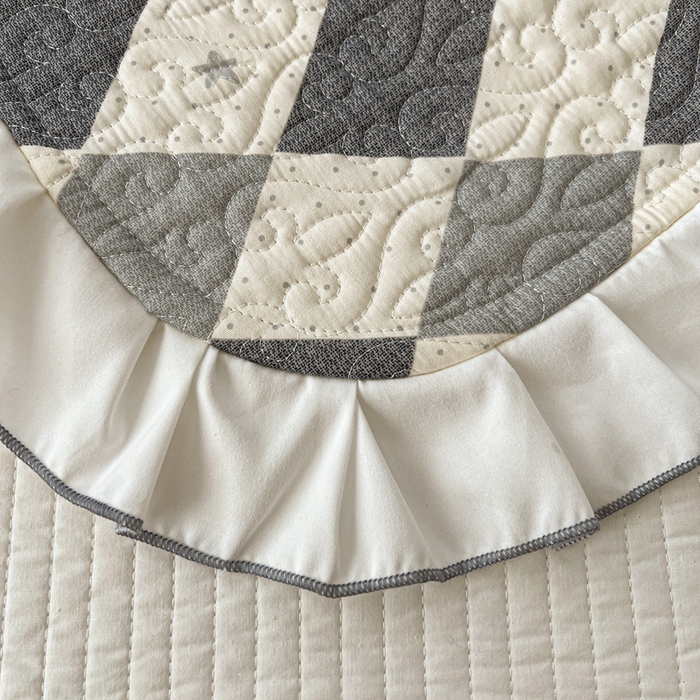 91家纺网 家纺一手货源 找家纺 羽爱家纺 2025新款全棉防滑花边床盖菱形世界