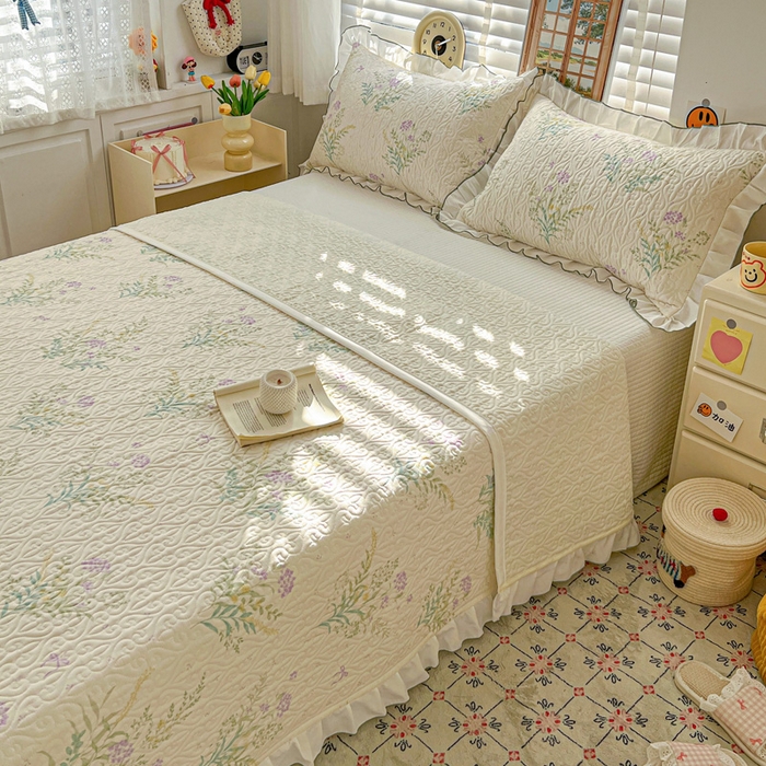 91家纺网 家纺一手货源 找家纺 羽爱家纺 2025新款全棉防滑花边床盖田静