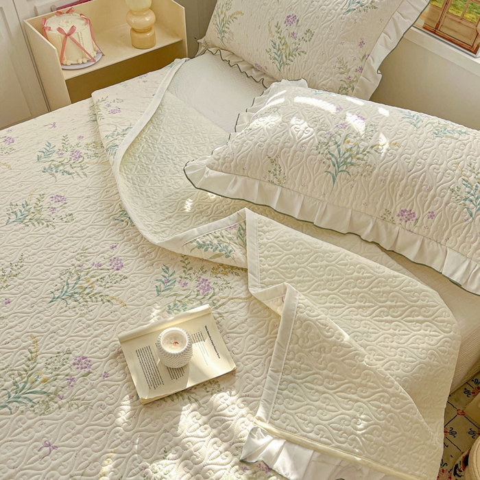 91家纺网 家纺一手货源 找家纺 羽爱家纺 2025新款全棉防滑花边床盖田静