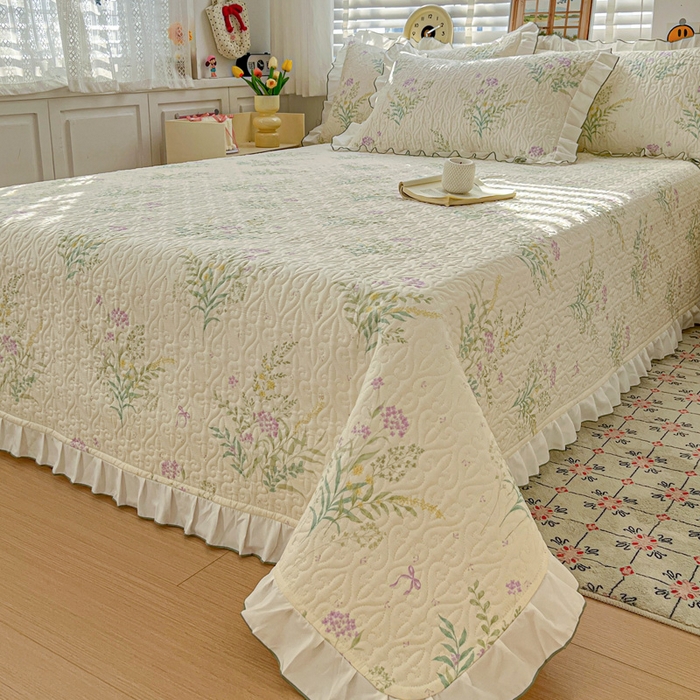 91家纺网 家纺一手货源 找家纺 羽爱家纺 2025新款全棉防滑花边床盖田静