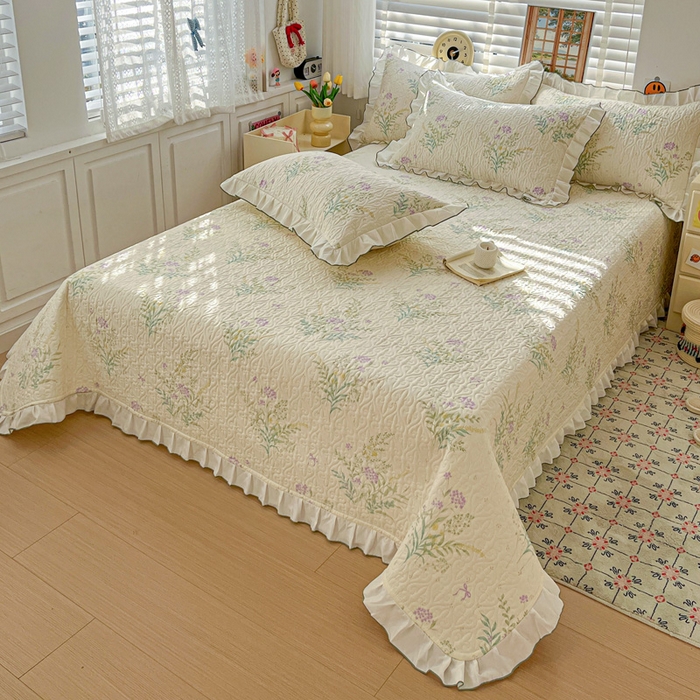 91家纺网 家纺一手货源 找家纺 羽爱家纺 2025新款全棉防滑花边床盖田静