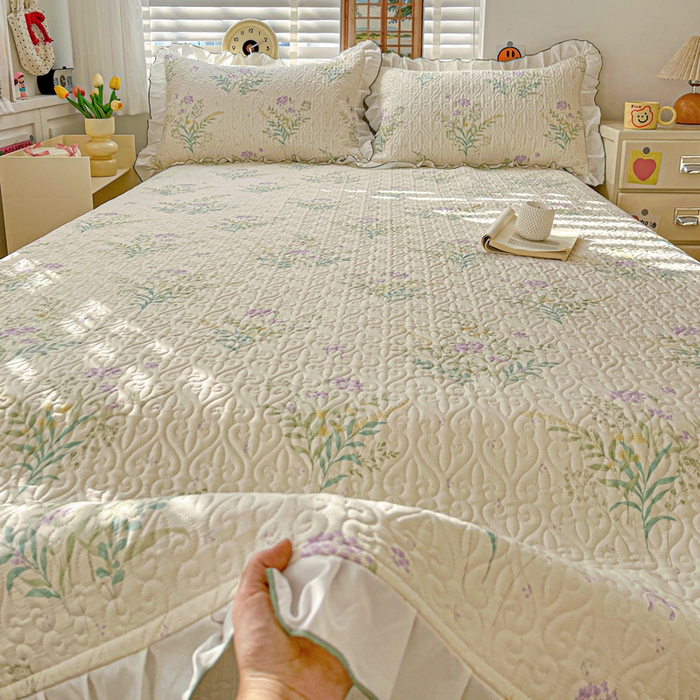 91家纺网 家纺一手货源 找家纺 羽爱家纺 2025新款全棉防滑花边床盖田静