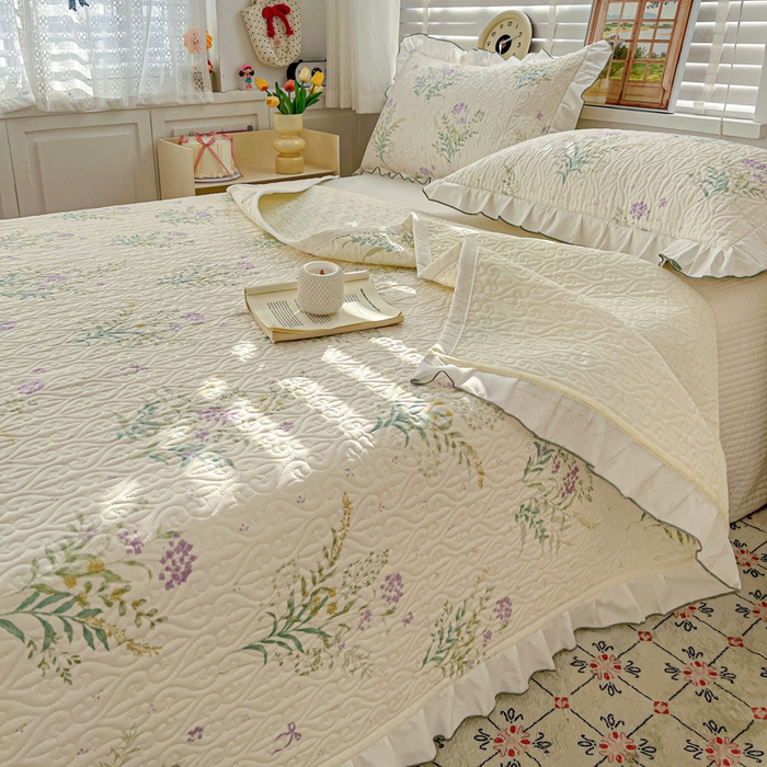 91家纺网 家纺一手货源 找家纺 羽爱家纺 2025新款全棉防滑花边床盖田静