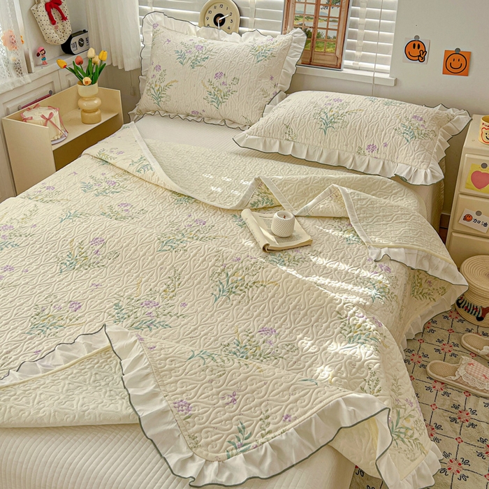 91家纺网 家纺一手货源 找家纺 羽爱家纺 2025新款全棉防滑花边床盖田静