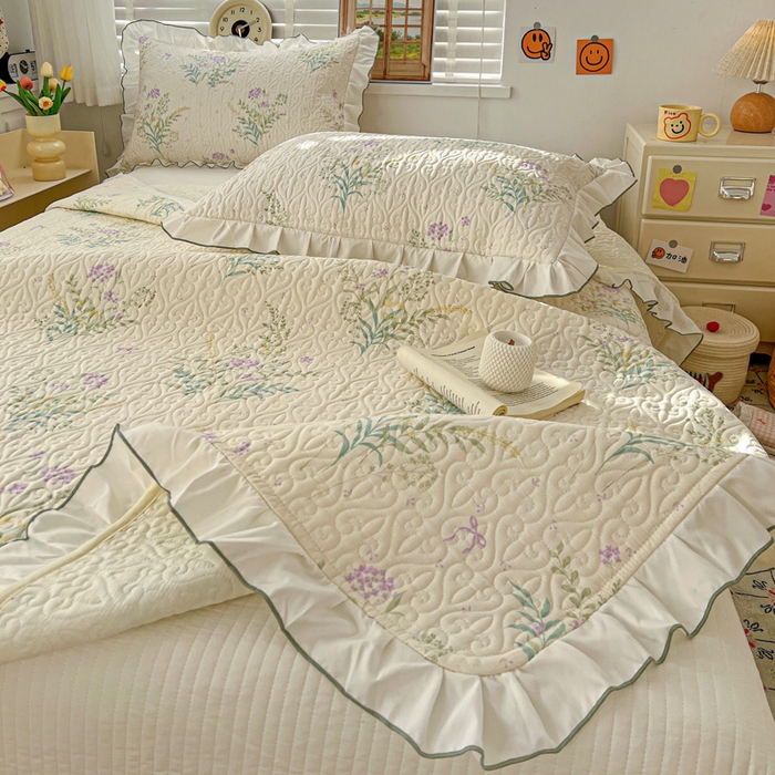 91家纺网 家纺一手货源 找家纺 羽爱家纺 2025新款全棉防滑花边床盖田静