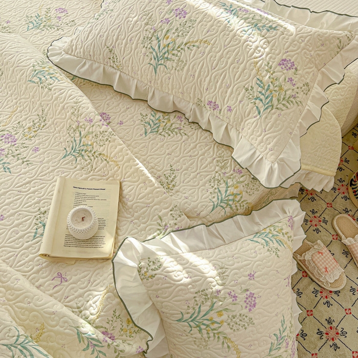 91家纺网 家纺一手货源 找家纺 羽爱家纺 2025新款全棉防滑花边床盖田静