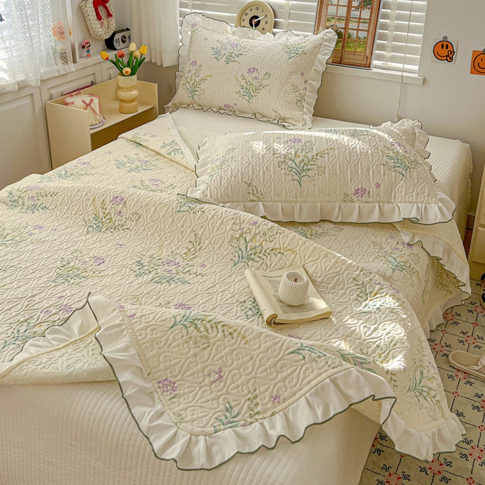 91家纺网 家纺一手货源 找家纺 羽爱家纺 2025新款全棉防滑花边床盖田静