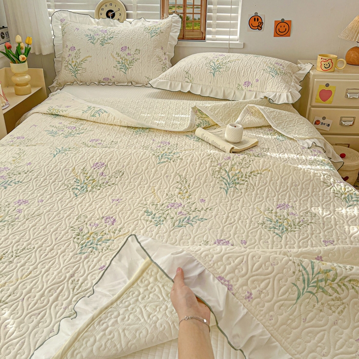 91家纺网 家纺一手货源 找家纺 羽爱家纺 2025新款全棉防滑花边床盖田静