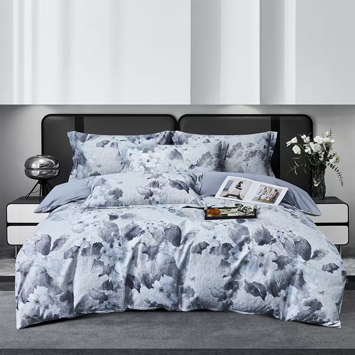 玖玖爱家纺 2025新款长绒棉全棉数码印花四件套 半岛茶花紫