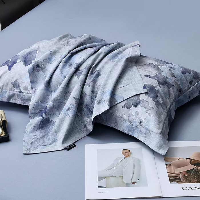 91家纺网 家纺一手货源 找家纺 玖玖爱家纺 2025新款长绒棉全棉数码印花四件套 半岛茶花紫