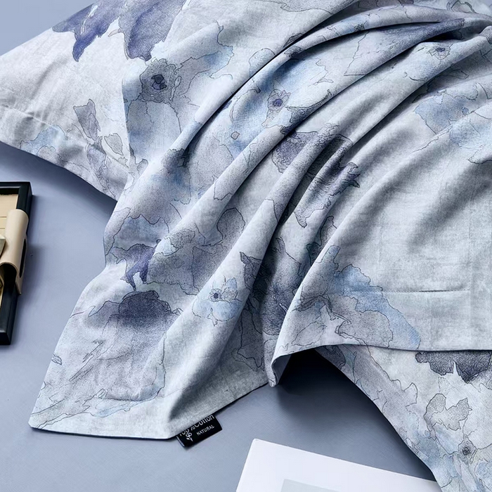 91家纺网 家纺一手货源 找家纺 玖玖爱家纺 2025新款长绒棉全棉数码印花四件套 半岛茶花紫