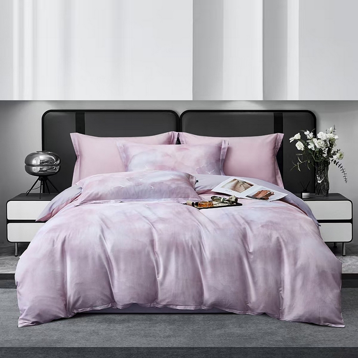 玖玖爱家纺 2025新款长绒棉全棉数码印花四件套 云见粉