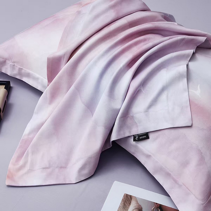 91家纺网 家纺一手货源 找家纺 玖玖爱家纺 2025新款长绒棉全棉数码印花四件套 云见粉