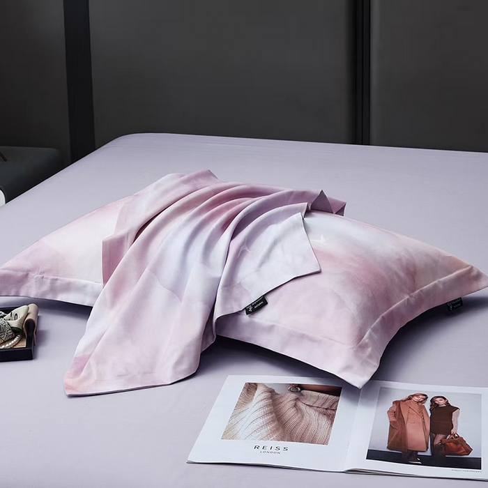 91家纺网 家纺一手货源 找家纺 玖玖爱家纺 2025新款长绒棉全棉数码印花四件套 云见粉