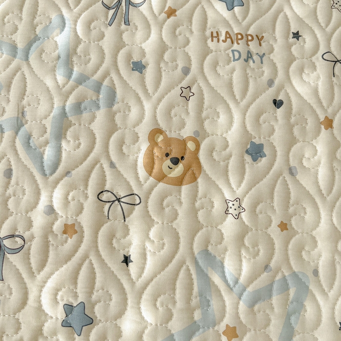 91家纺网 家纺一手货源 找家纺 羽爱家纺 2025新款全棉防滑花边床盖星星熊