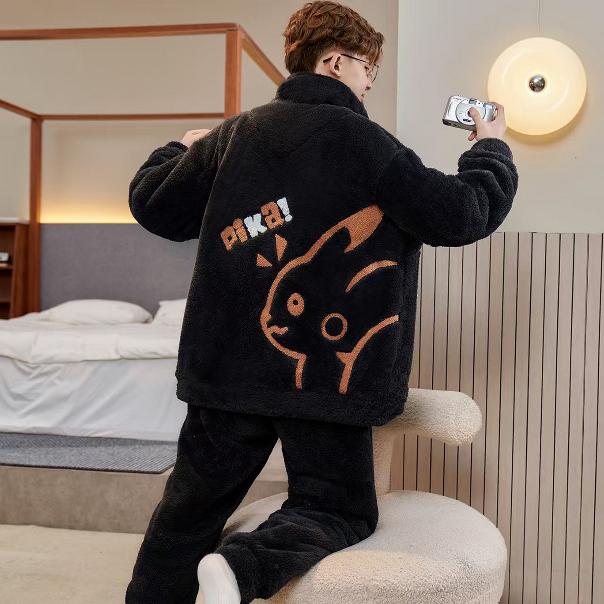 91家纺网 家纺一手货源 找家纺 （总）洛兰沙家居馆 2025新款珊瑚绒睡衣男士秋冬季加绒加厚冬天青少年大码家居服套装