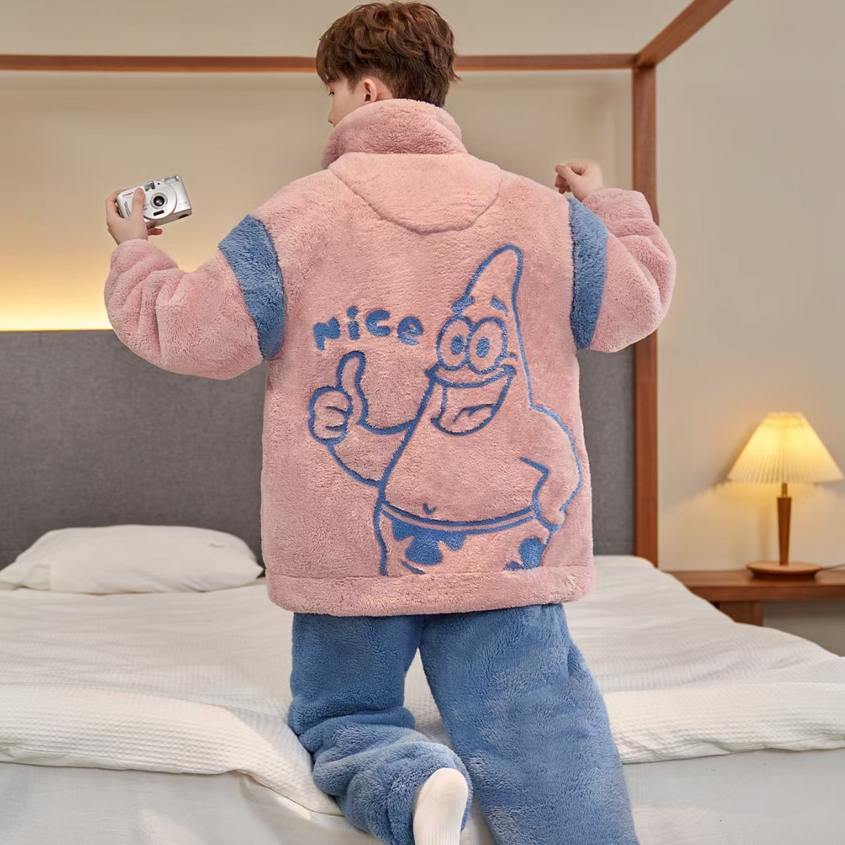 91家纺网 家纺一手货源 找家纺 （总）洛兰沙家居馆 2025新款珊瑚绒睡衣男士秋冬季加绒加厚冬天青少年大码家居服套装