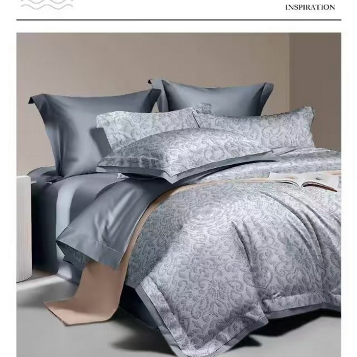 玖玖爱家纺 2025新款长绒棉全棉数码印花四件套 梵愉灰