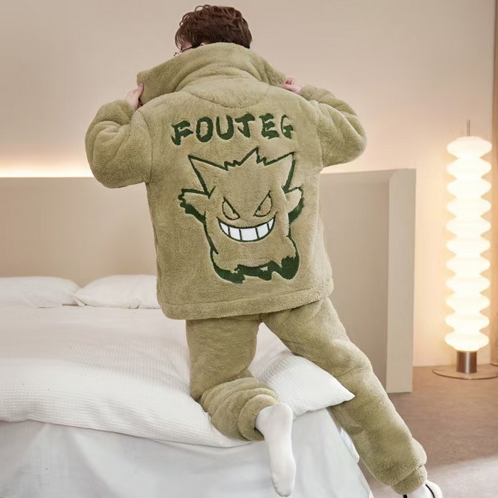 91家纺网 家纺一手货源 找家纺 （总）洛兰沙家居馆 2025新款睡衣男秋冬款加绒加厚珊瑚绒青少年冬天可外穿男士大码家居服套装