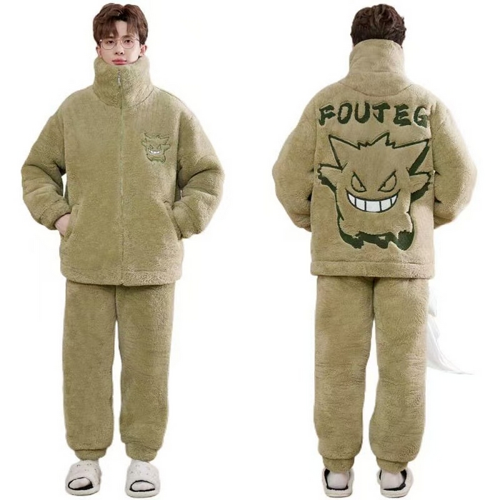 91家纺网 家纺一手货源 找家纺 （总）洛兰沙家居馆 2025新款睡衣男秋冬款加绒加厚珊瑚绒青少年冬天可外穿男士大码家居服套装