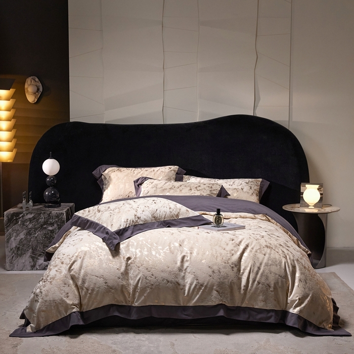 91家纺网 家纺一手货源 找家纺 金奇达家纺 2025新款【鎏金谧镜】鎏金系列-羽零™空气拉绒四件套