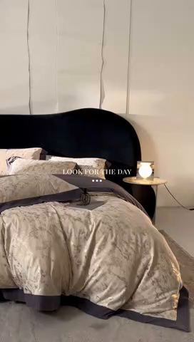 91家纺网 家纺一手货源 找家纺 金奇达家纺 2025新款【鎏金谧镜】鎏金系列-羽零™空气拉绒四件套